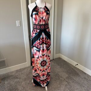 London Times Pink and Black Patterned Maxi Dress